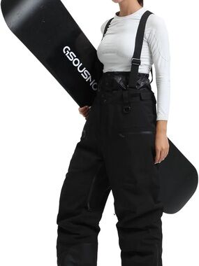 Black Snowboard Bib Pants with Adjustable Suspenders xxl